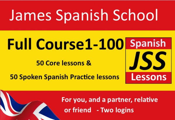 Spanish Core 1-50 + Spoken Spanish Practice Lessons 1-50 (You and a partner, relative or friend- with two logins)